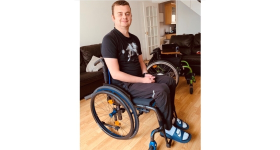 Marcus enjoying his new Quickie Krypton Wheelchair