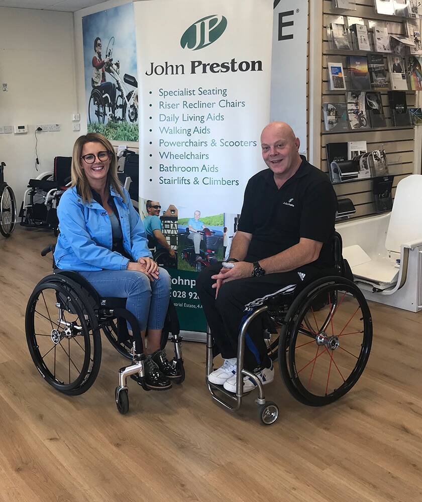 Julie collects her new RGK Tiga wheelchair